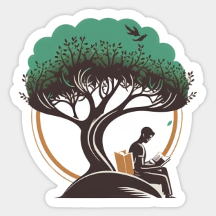 Book Reading under a Tree - Designs for a Green Future Sticker